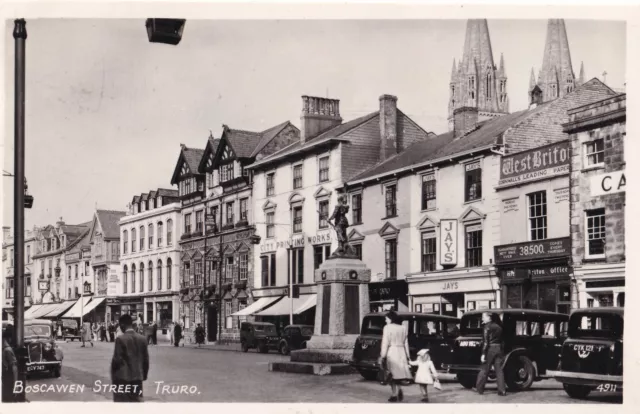 Vintage C Richter Postcard - Boscawen Street, Truro, Cornwall - c1956 RP