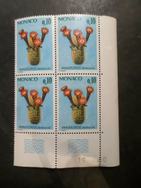 Monaco 1975,Briefmarke 997 Ecke Date ',Pflanzen Garten,Kaktus,Blume Neu ,MNH