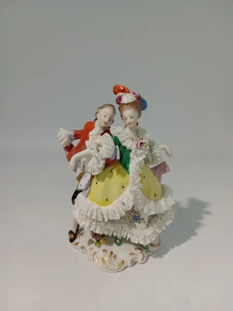 Dancing Couple Figurine Volkstedt Dresden German Porcelain