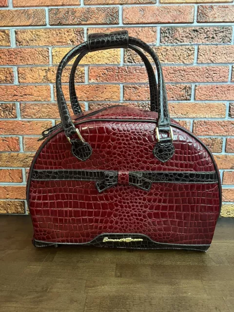 Samantha Brown Luggage Burgundy Croco Embossed Weekender Overnight Bag Lockable