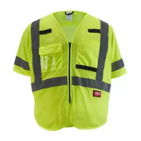 Milwaukee Tool 48-73-5132 Class 3 High Visibility Yellow Mesh Safety Vest -