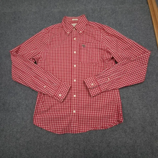 abercrombie & fitch Shirt Mens MEDIUM red Button Up plaid long sleeve SIZE M