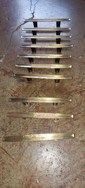 12 Vintage MCM Furniture Brass Drawer Pulls Handles 2.5" center 5” total
