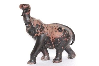 Wooden Elephant Figure Old Antique Rare Hand Carved Decorative R-50