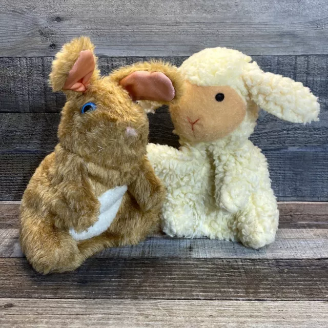 VTG Hand Puppets Fisher Price Lamb & Bunny Plush by Pretend Play 1981 Children