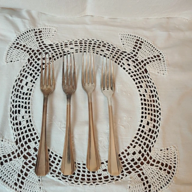 12 fourchettes à gateaux métal argenté style art deco décor