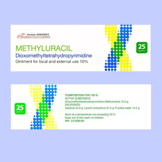 Ungüento de metiluracilo 10% (heridas, quemaduras, arrugas, hemorroides, acné) 25 gr