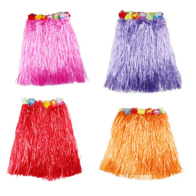 4Pcs 40cm Kids Hawaiian Grass Dance Skirt for Beach Luau Party Decoration