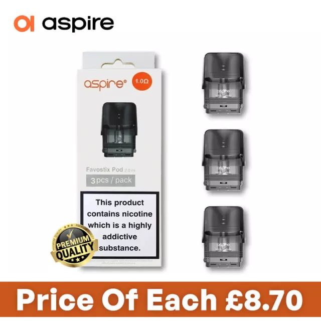 Aspire Favostix Replacement Pods 0.6 Ω |1.0 Ω | E-Cig | 2ml | Pods |Pack Of 3pcs