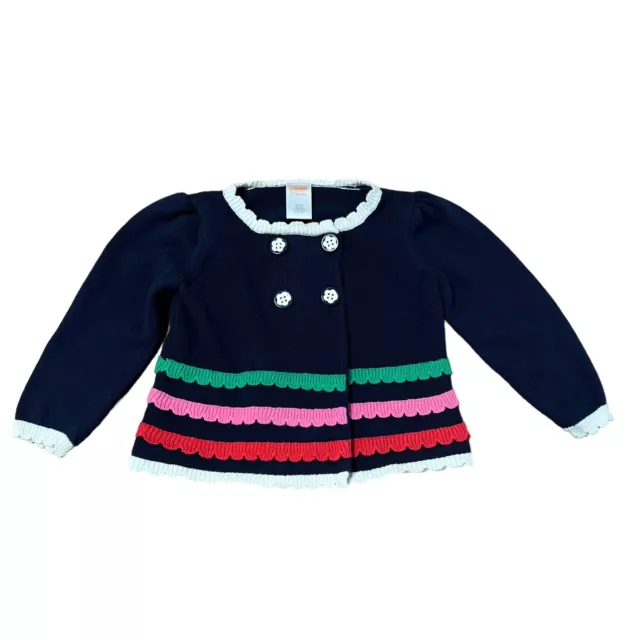 Gymboree Sweater Baby Girls Size 12 Month Blue Scalloped Cardigan