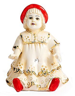 Figurina bambola in porcellana italiana Capodimonte con oro zecchino statuina