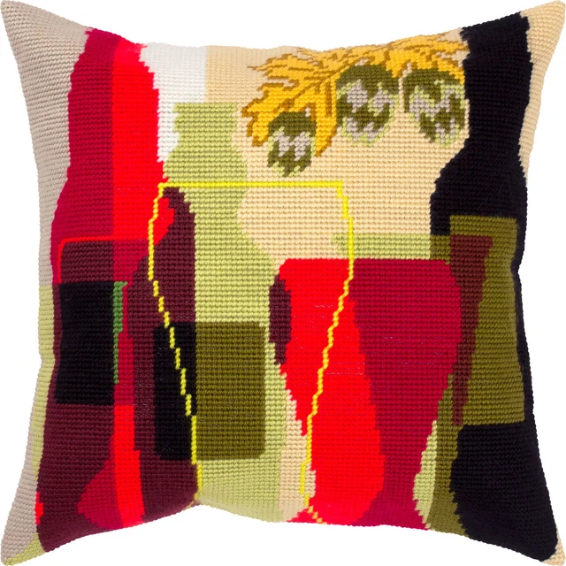 Hazlo tú mismo Kit de almohada con aguja ""Naturaleza muerta con cerveza"" 16""x16"" / 40x40 cm