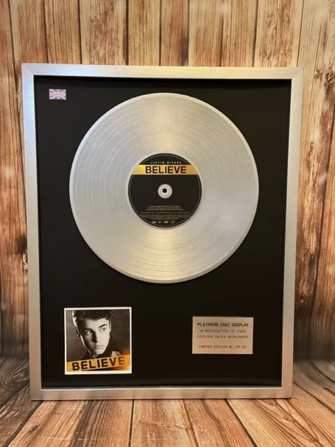 Justin Bieber Believe Platinum Disc Vinyl Presentation Display Limited