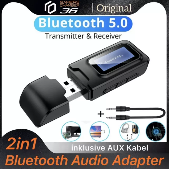 2-in-1 Bluetooth USB Stick Empfänger & Sender mit Display Wireless AUX Adapter