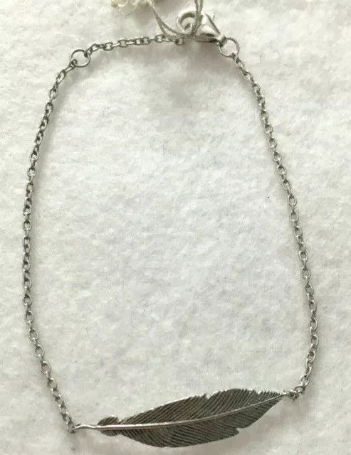 Neuf bracelet chaînette chaîne en argent sterling 925/1000 plume