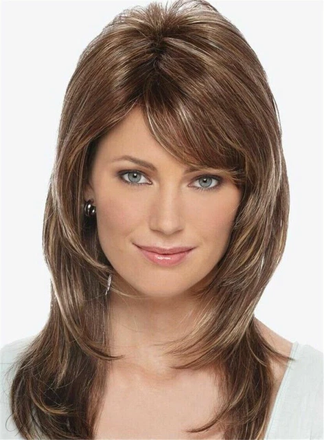 New Light Brown Blond Women's Wig Natural Straight 100% Human Hair Wig 20Inch