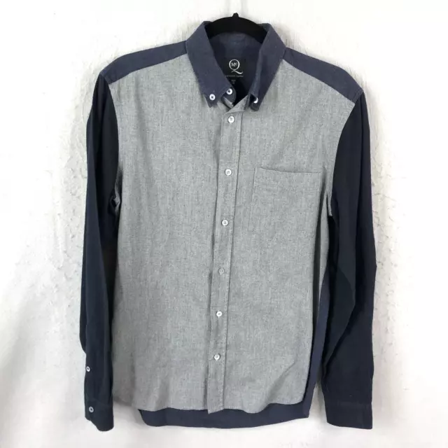 Alexander McQueen Shirt Mens IT46 US Small Gray Blue Colorblock Button Up Cotton