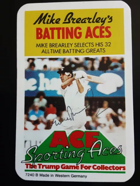 Mike Brearley  - England Signed Batting Aces Cricket Trumps/ Trading Card #1