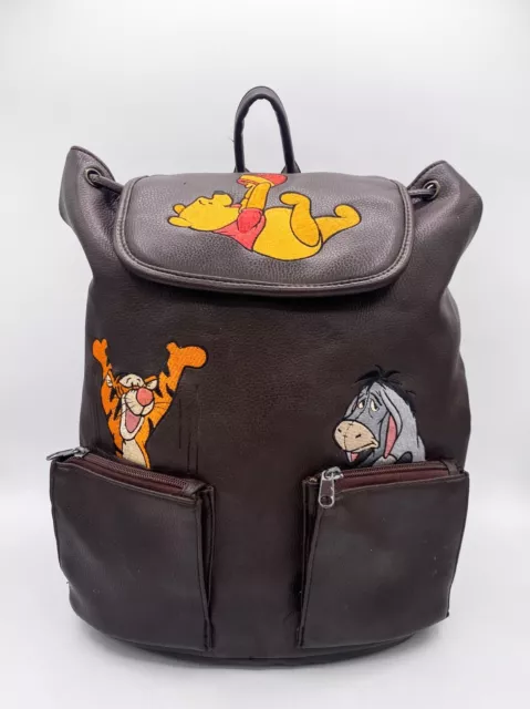 Vtg Disney Winnie-the-Pooh Faux Leather Backpack Eeyore Tigger Pooh Disney Parks