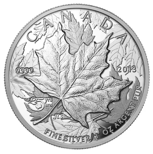 2013 Canada $5 Piedfort Silver Coin - 25th Ann. High Relief Silver Maple Leaf