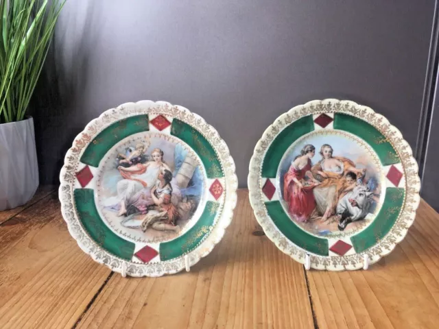 Paar Antike Königliche Vienna Porzellan Neoklassizistische Seitenplatten Signiert F Metzer