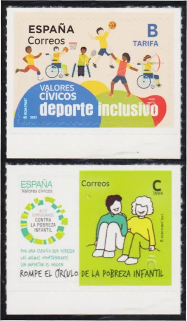 España Spain 5485/86 2021 Valores Cívicos Deporte inclusivo pobreza infantil M