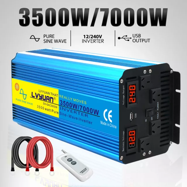 3500w 7000w Pure Sine Wave Power Inverter Dc 12v To Ac 240v Converter Boat Rv