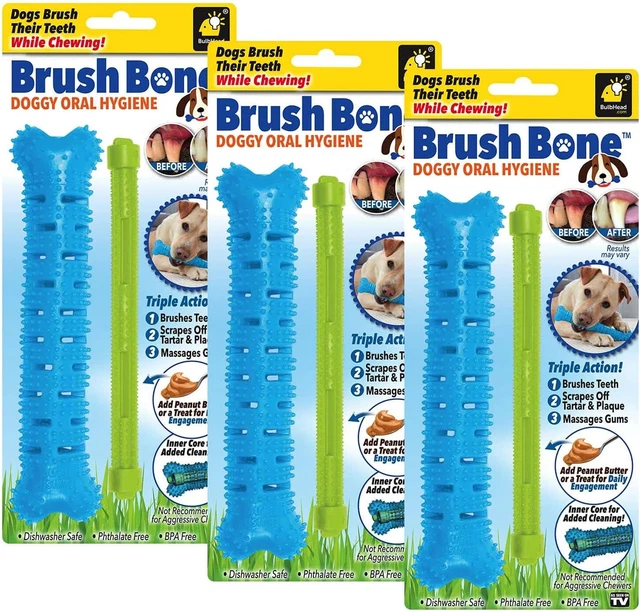 BulbHead BrushBone Toothbrush, Dogs Chewing, Plaque and Tartar Remover for Teeth