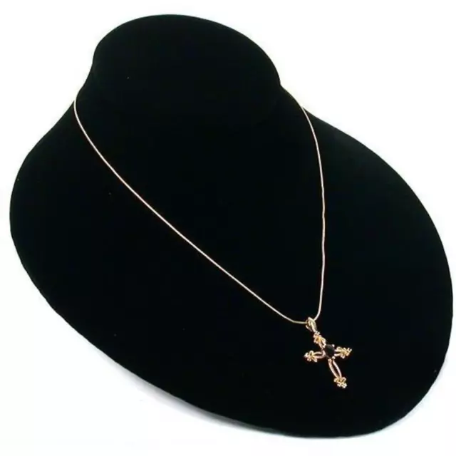 Black Velvet Necklace Pendant Chain Bust Jewelry Case Displays Kit 2 Pcs