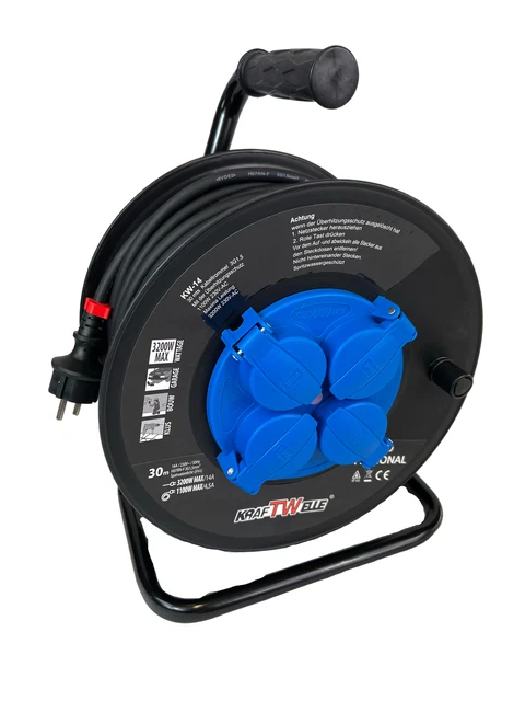 Eje de potencia 30 metros tambor de cable protegido contra salpicaduras para electricidad exterior IP44