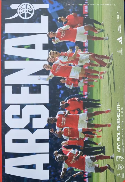 Arsenal v Bournemouth Official Match Day Programme / 04-05-24 Sat 4th May 2024