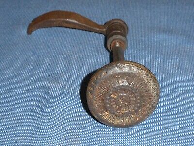 Rare Early Old All Hand Forged Wrought Iron Door Knob Set Lever And Decorated 2