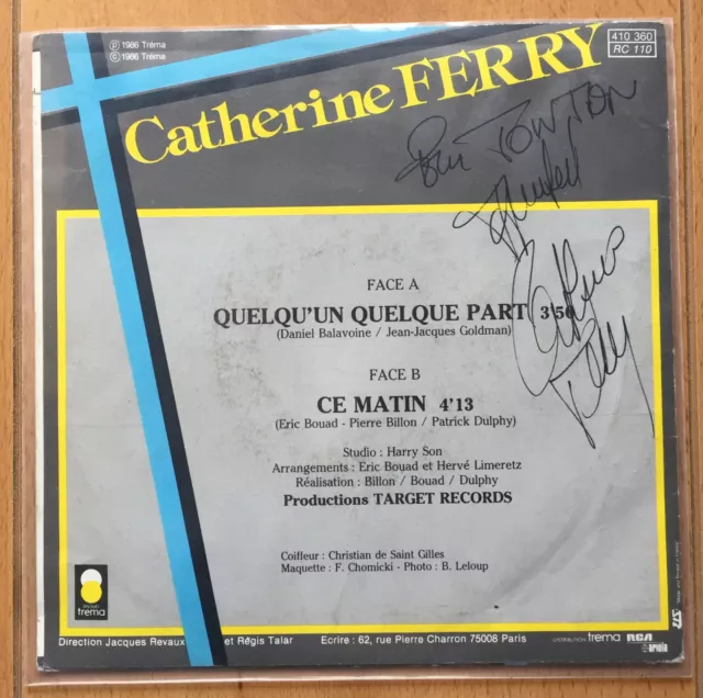Catherine Ferry. 45T France Quelqu'un Quelque Part  Dédicacé (Autographe).