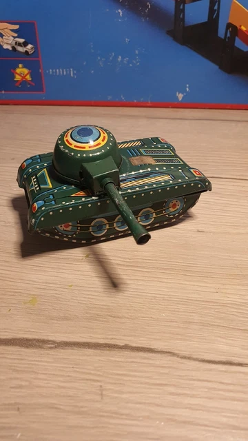 Char Miniature En Tôle Vintage - Jouet Ancien Véhicule Militaire Occasion