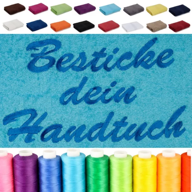 BESTICKT MIT NAMEN Wunschtext Handtuch Duschtuch Badetuch Saunatuch XL Besticken