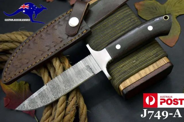 Custom Damascus Steel Hunting Knife Handmade With G-10 Micarta Handle (J749-A)