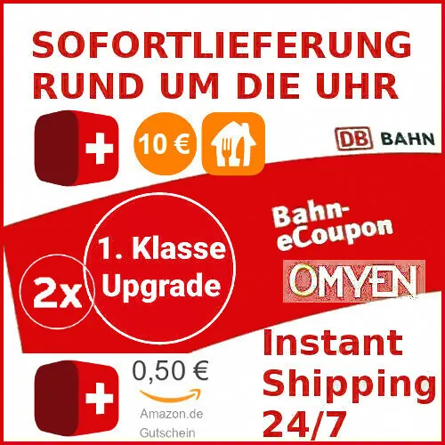 ✅ 2x DB Deutsche Bahn 1. Klasse Upgrade eCoupon + 10€ Lieferando + 0,5€ Amazon ✅