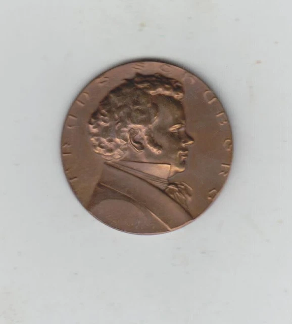 Nice High Grade Vintage Austria Frans Schubert Composer Medallion, 35mm Diameter