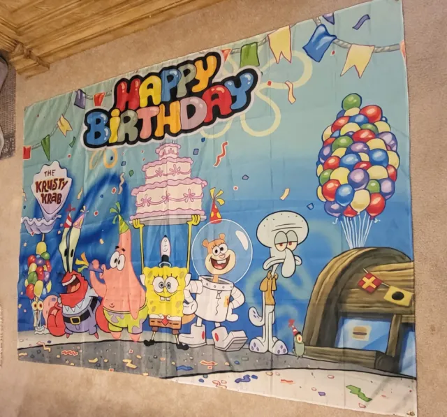 Large Spongebob Birthday Party Banner Backdrop 6x4.5