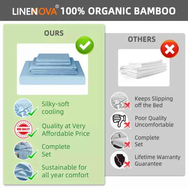 100% Cooling Bamboo Sheet Sets Organic Luxury Comfort Soft For All Year Round AU 2