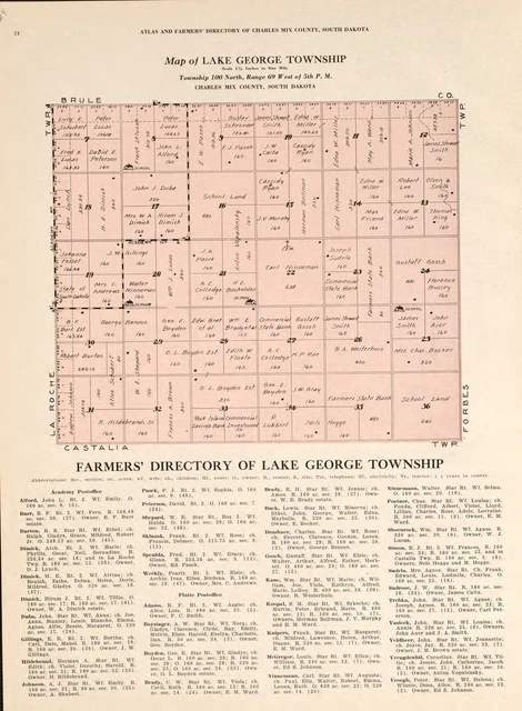 1931 CHARLES MIX COUNTY  Atlasplat map SOUTH DAKOTA GENEALOGY Land DVD P158