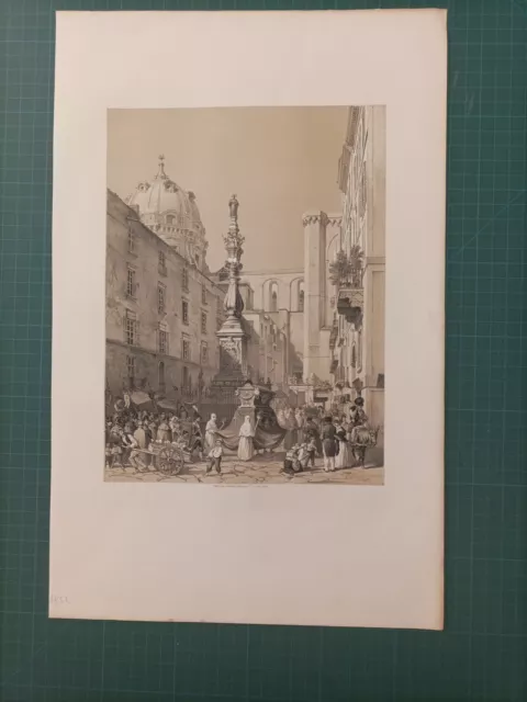 1861 Rarissima Litografia del Billmark Veduta Di Napoli San Gennaro 2