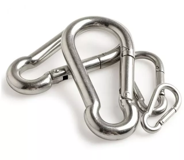 Small & Large GALVANISED CARABINER CLIPS, Snap Hooks HEAVY DUTY Key Chain Rings