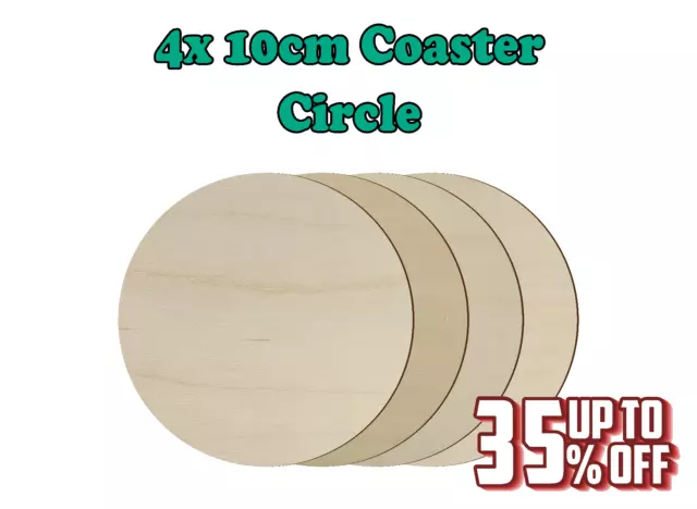 Wooden Unpainted Coaster Circle Round Set of 4, Craft Art Gift Decoupage