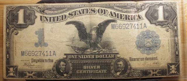 1899 $1 Dollar US Large Black Eagle Silver Certificate Note (830)