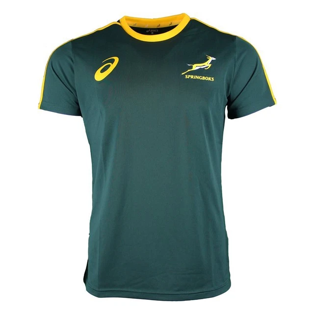 ASICS AFRIQUE DU SUD SPRINGBOKS supporteur RUGBY tee 2017 - vert bouteille