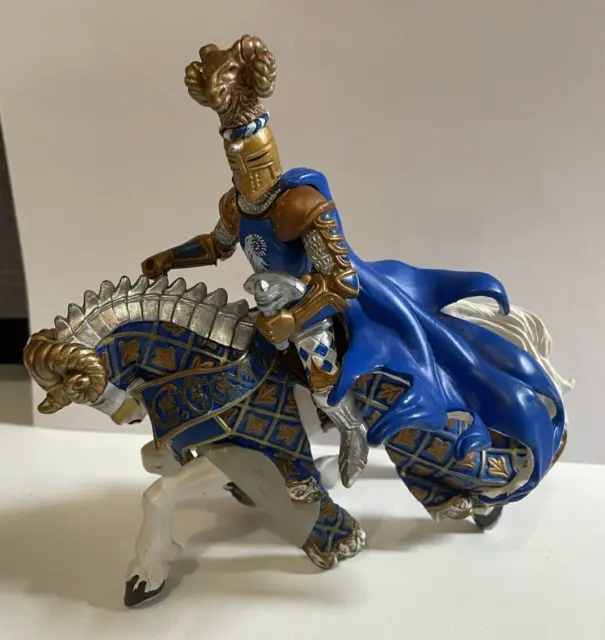 Papo Ram Master King Knight Blue gold Ram Horse Castle Fantasy Figures HTF