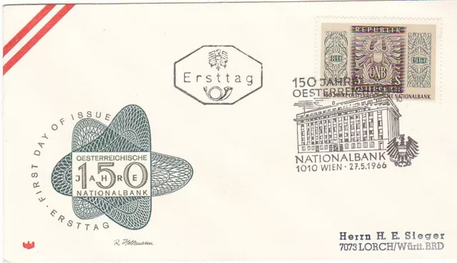 FDC Ö-1966 - Mi 1207 , 150 Jahre Österreichische Nationalbank , SST 1010 Wien