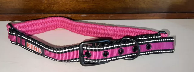 KONG  LARGE/XL DOG COLLAR REFLECTIVE PINK XL NECK Size 22-26 INCHES ROPE NEW