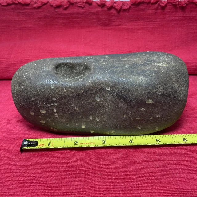 Prehistoric Native American Indian Tool Grindstone Artifact 6.25”long x2.5”tall